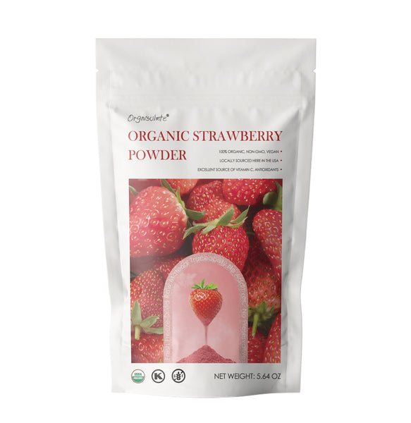 Orgnisulmte Organic Freeze Dried Strawberry Powder Locally Sourced from the USA 5.64 Oz