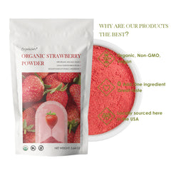 Orgnisulmte Organic Freeze Dried Strawberry Powder Locally Sourced from the USA 5.64 Oz