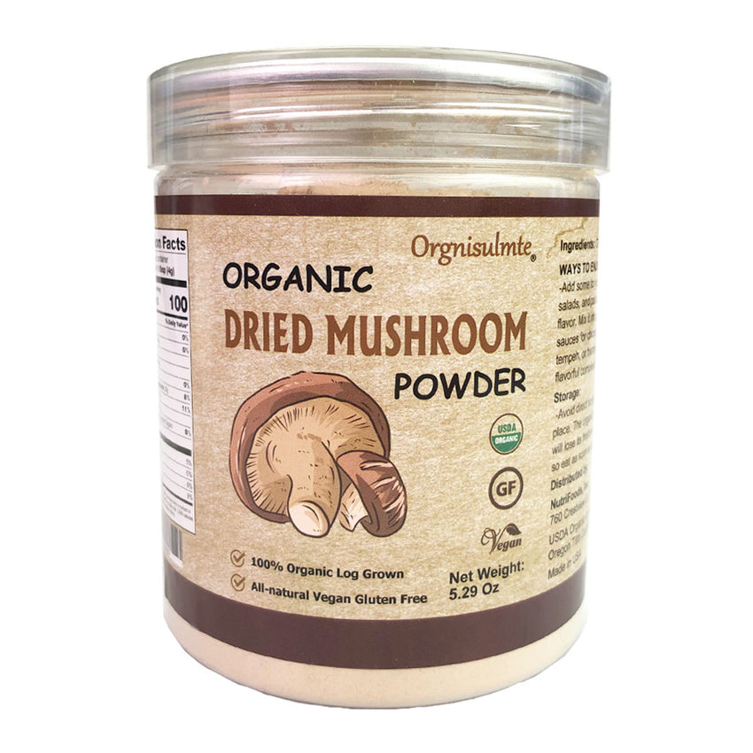 Orgnisulmte Organic Dried Shiitake Mushrooms Powder USDA Kosher Certified 5.29 Oz